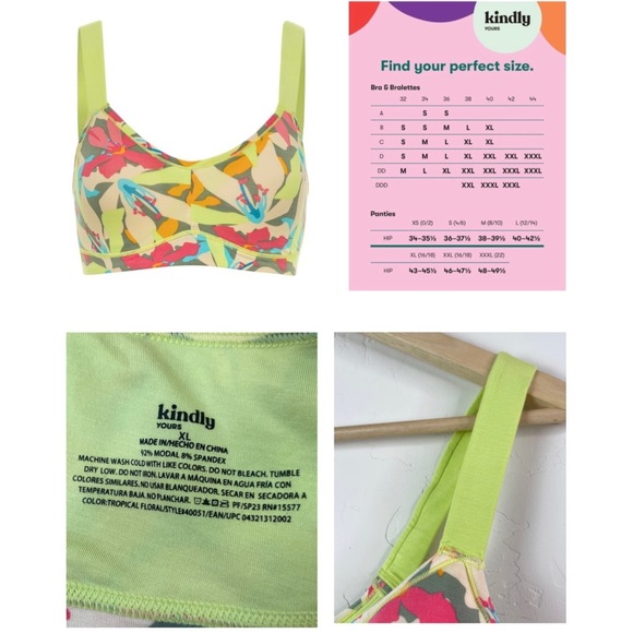 Kindly Yours Women's Comfort Modal Lounge Pullover Bra Tropical Floral Size XL - Picture 11 of 16